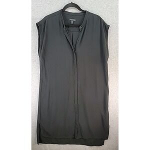 EILEEN FISHER Women's Black Dress Sz M Button Front Sleeveless 100% Silk Classy